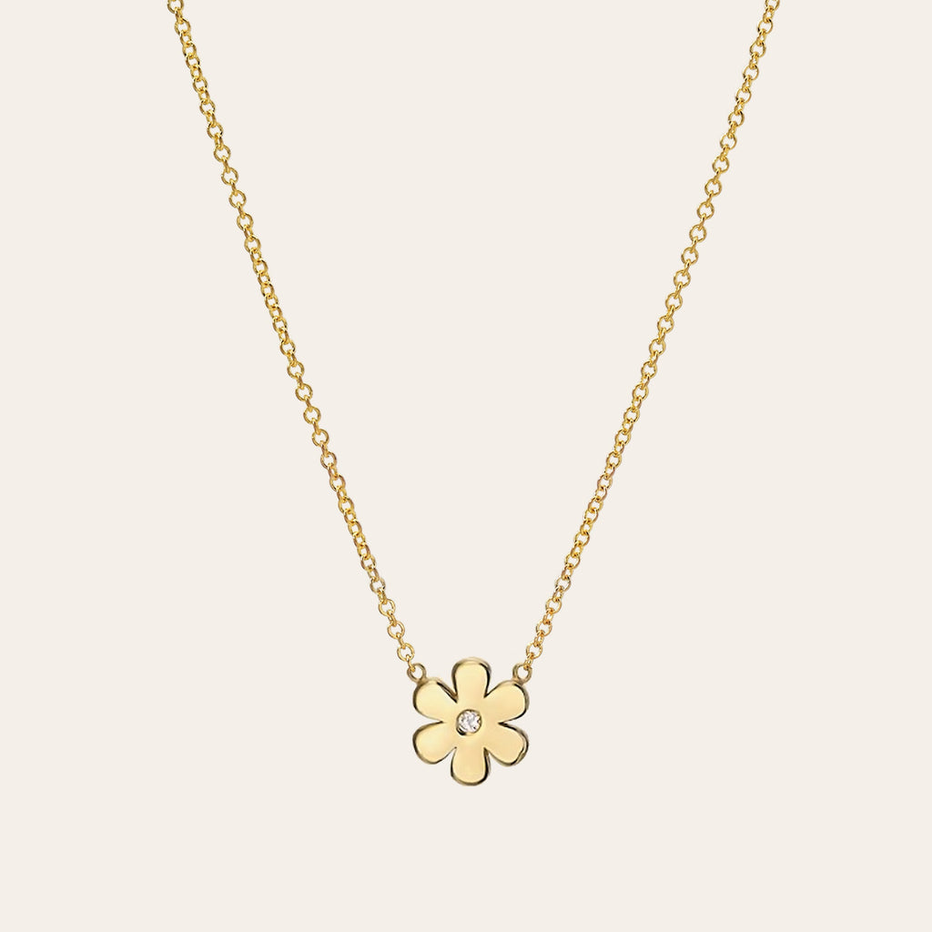 Kids 14K Gold Diamond Flower Necklace by Zoe Lev
