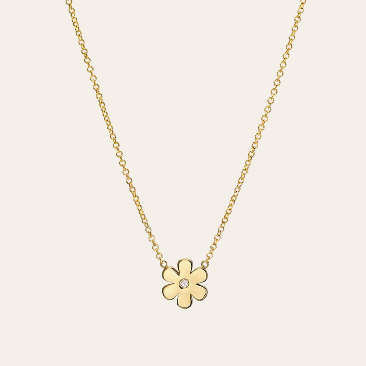 Kids 14K Gold Diamond Flower Necklace by Zoe Lev