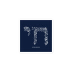 Chai 3 × 3 inch square sticker with white fragmented Hebrew חי design on navy blue by Eitan Chitayat