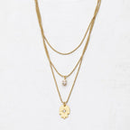 Gold Layered Hamsa Necklace with crystal accents by Shlomit Ofir