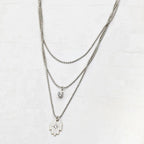 Silver Layered Hamsa Necklace with crystal accents by Shlomit Ofir
