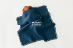 Linen Shabbat challah cover in Navy by Oneg