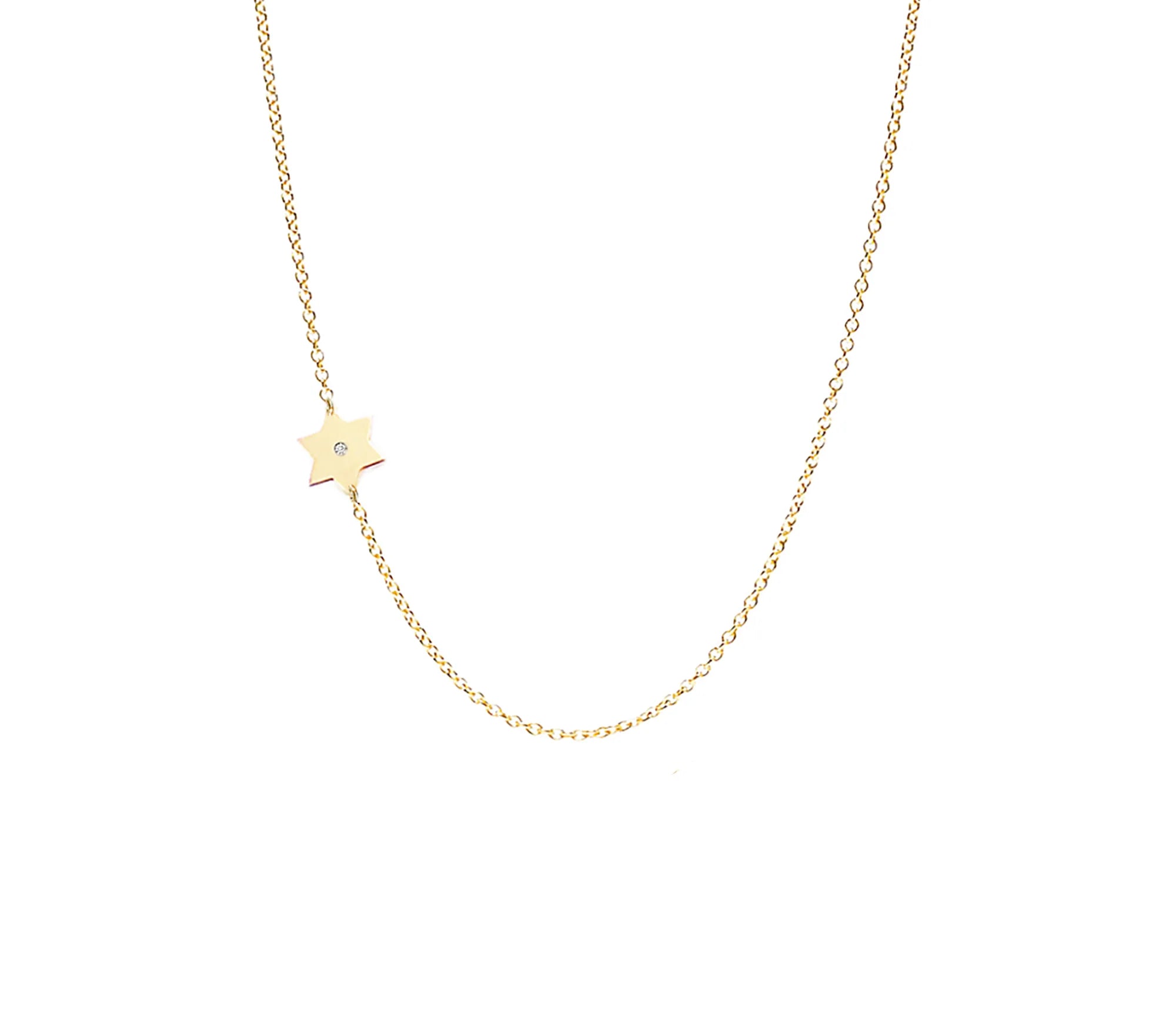 Asymmetrical Tiny Star of David Necklace