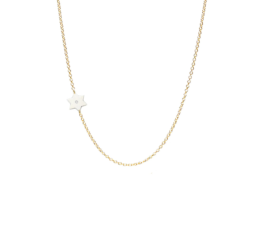 Asymmetrical Tiny Star of David Necklace