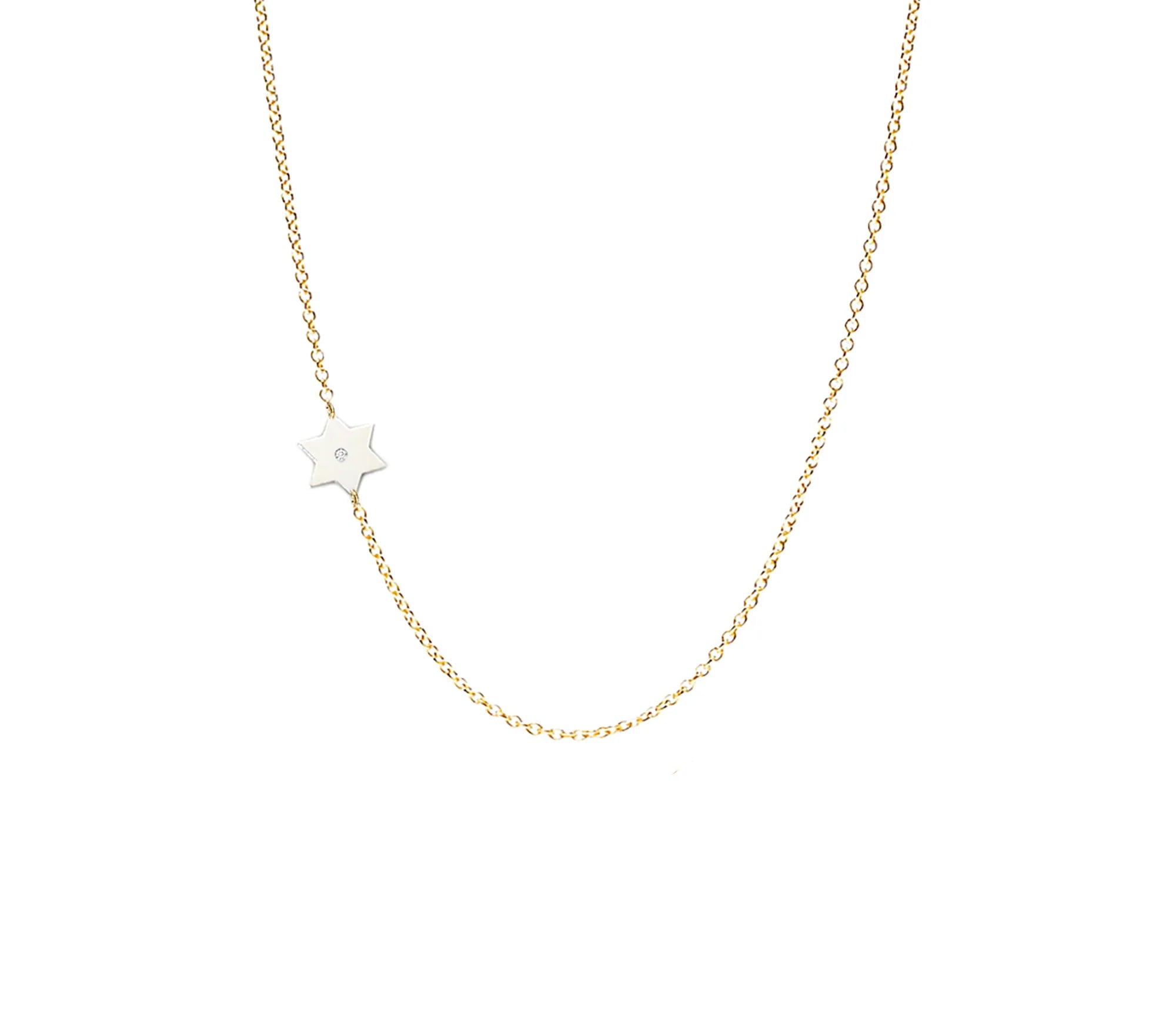Asymmetrical Tiny Star of David Necklace