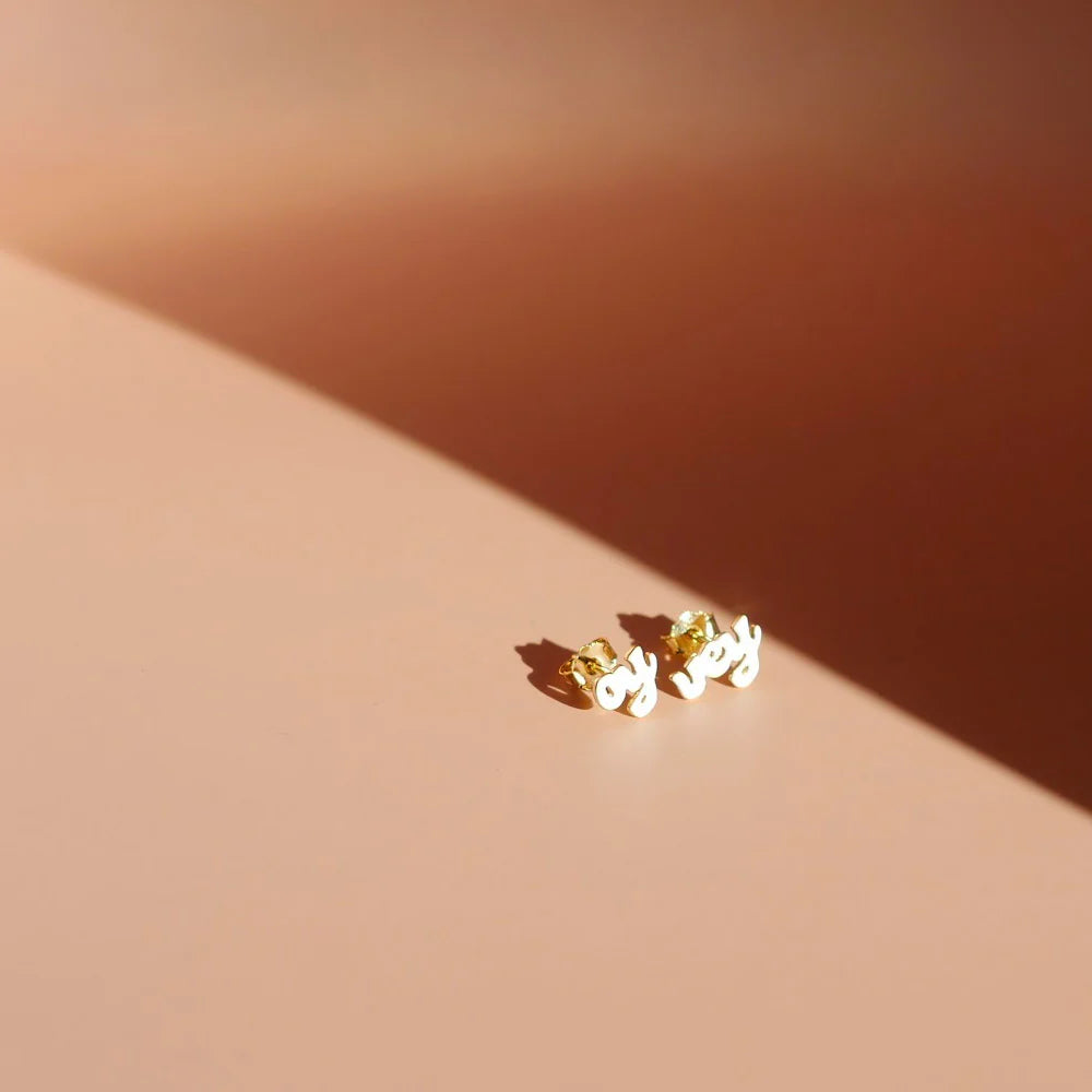Enamel Oy Vey Stud Earrings