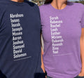 Eitan Chitayat and his wife wear The Ten Patriarchs and Matriarchs T-Shirts in Tel Aviv