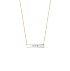 Personalized Modern Hebrew Bar Necklace in silver and gold by Miriam Merenfeld