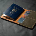 Handmade leather passport cover by Mor Sinai, first product photograph