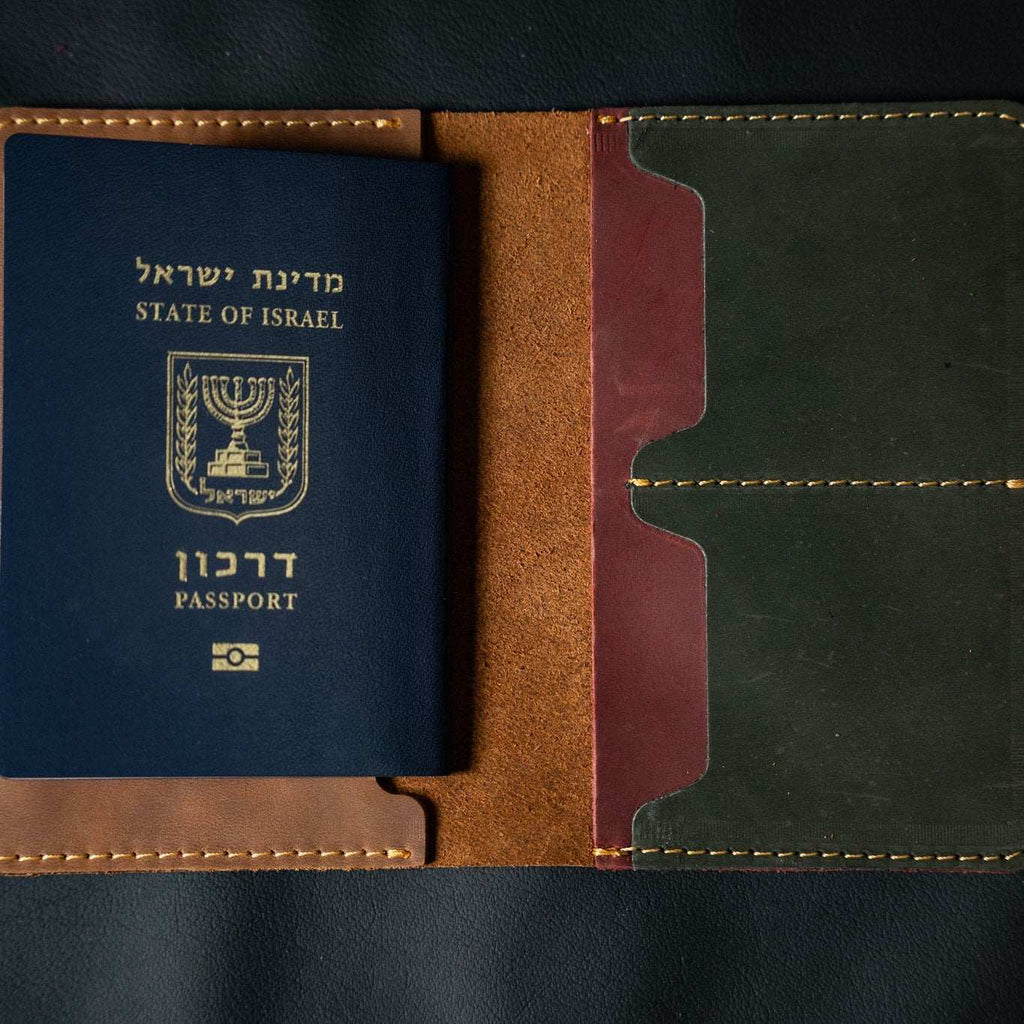 Mor Sinai handmade Israeli leather passport cover, second view