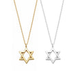 Movable Star of David Necklace in gold and sterling silver by Miriam Merenfeld