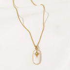 Gold Mystic Eye Necklace with pearl stone and zircon star by Shlomit Ofir