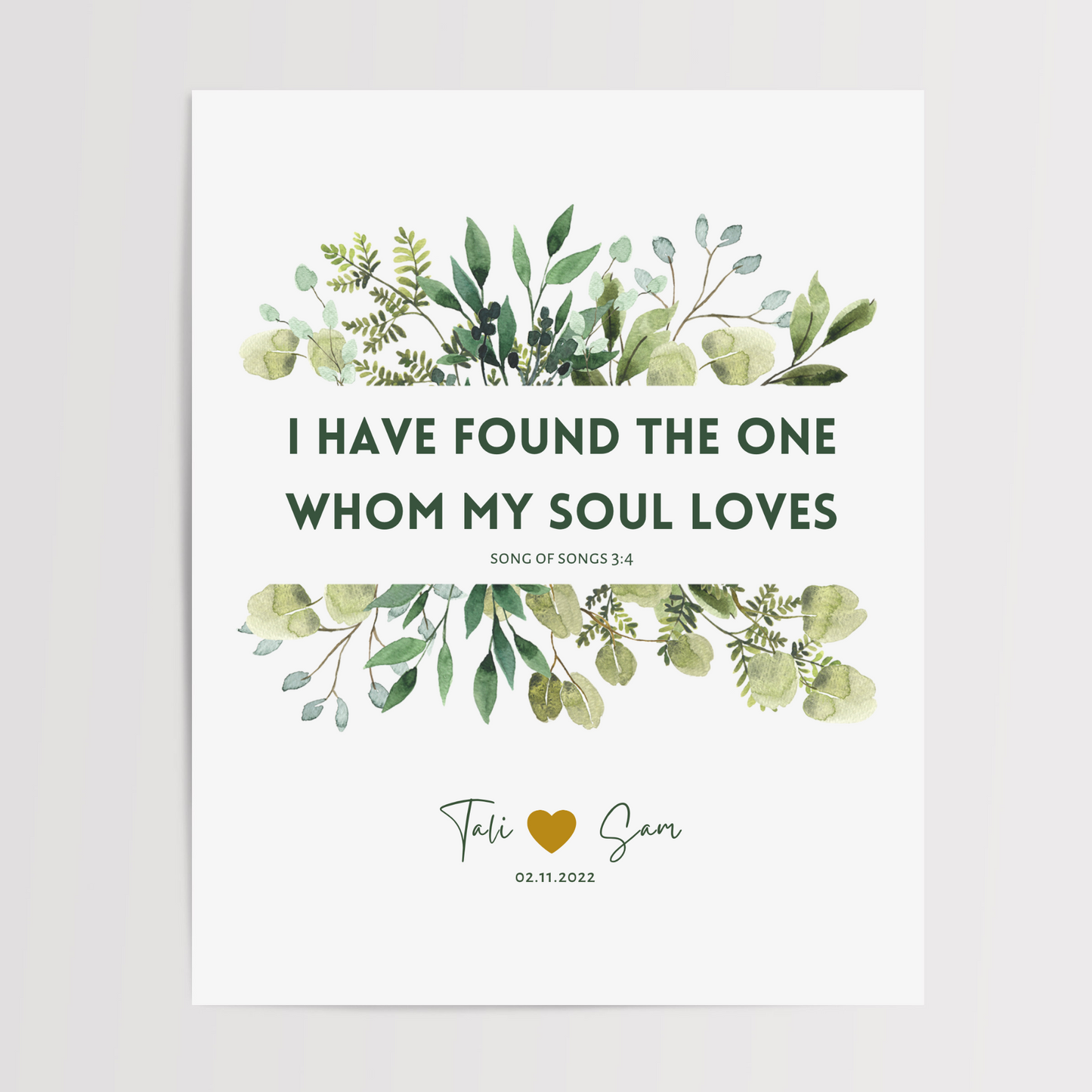 Personalized Song of Songs 3:4 Wedding Gift Print