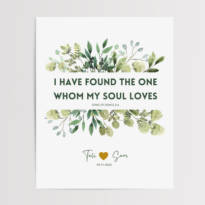 Personalized Song of Songs 3:4 Wedding Gift Print