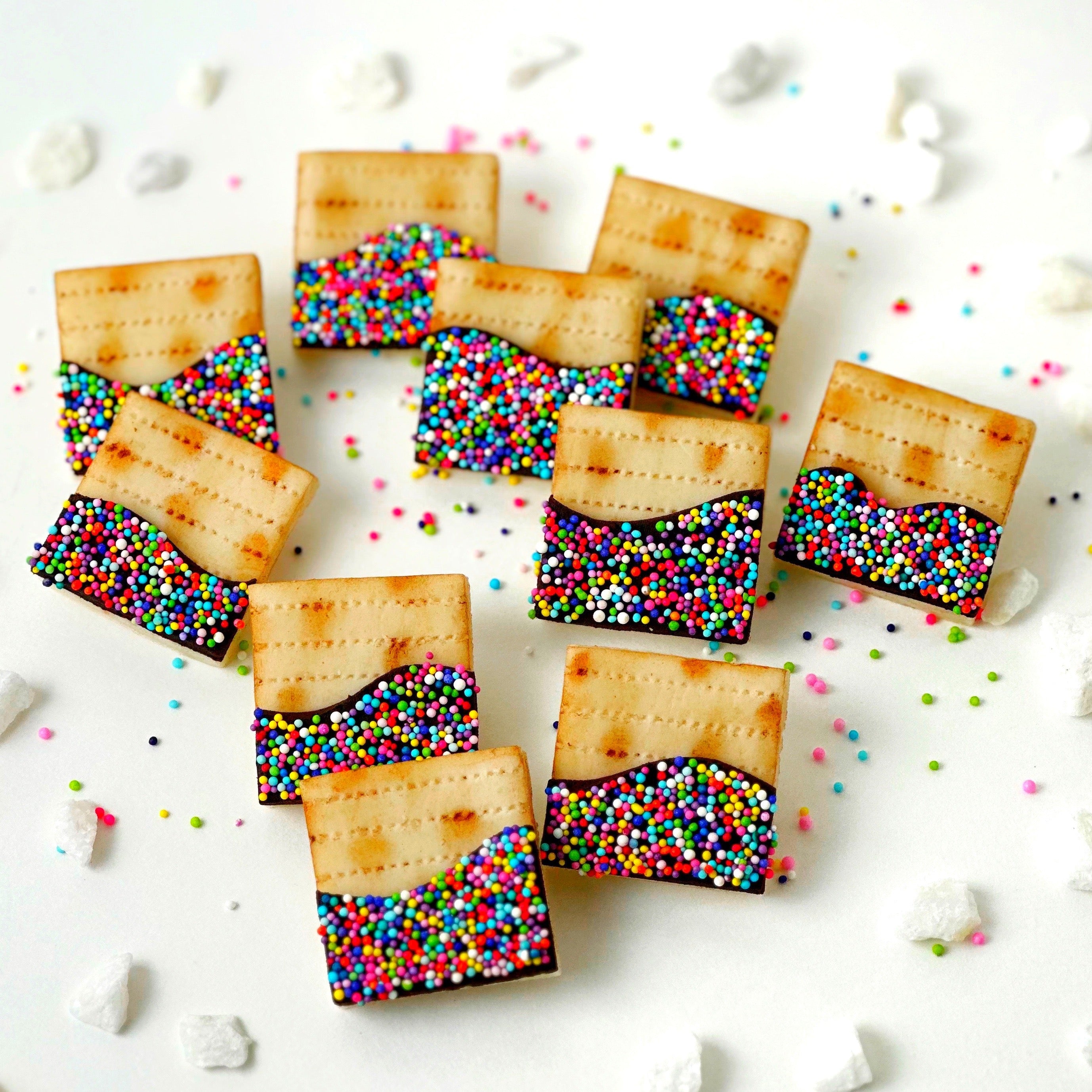 Rainbow Sprinkle Matzah Tiles