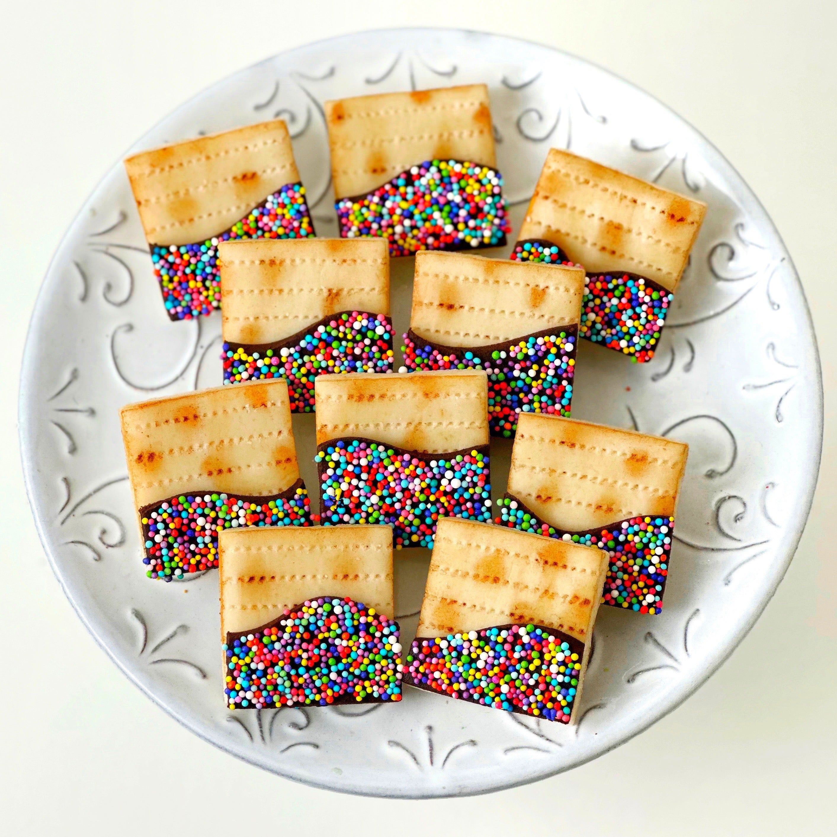 Rainbow Sprinkle Matzah Tiles