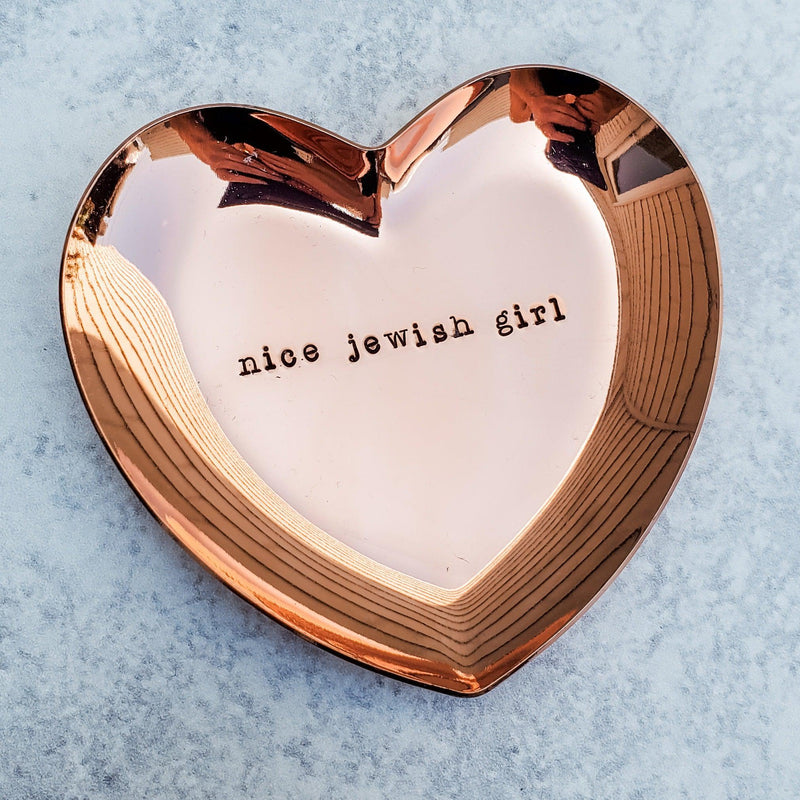 Nice Jewish Girl heart-shaped trinket dish in rose gold