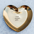 Gold Nice Jewish Girl heart trinket dish with three-line text