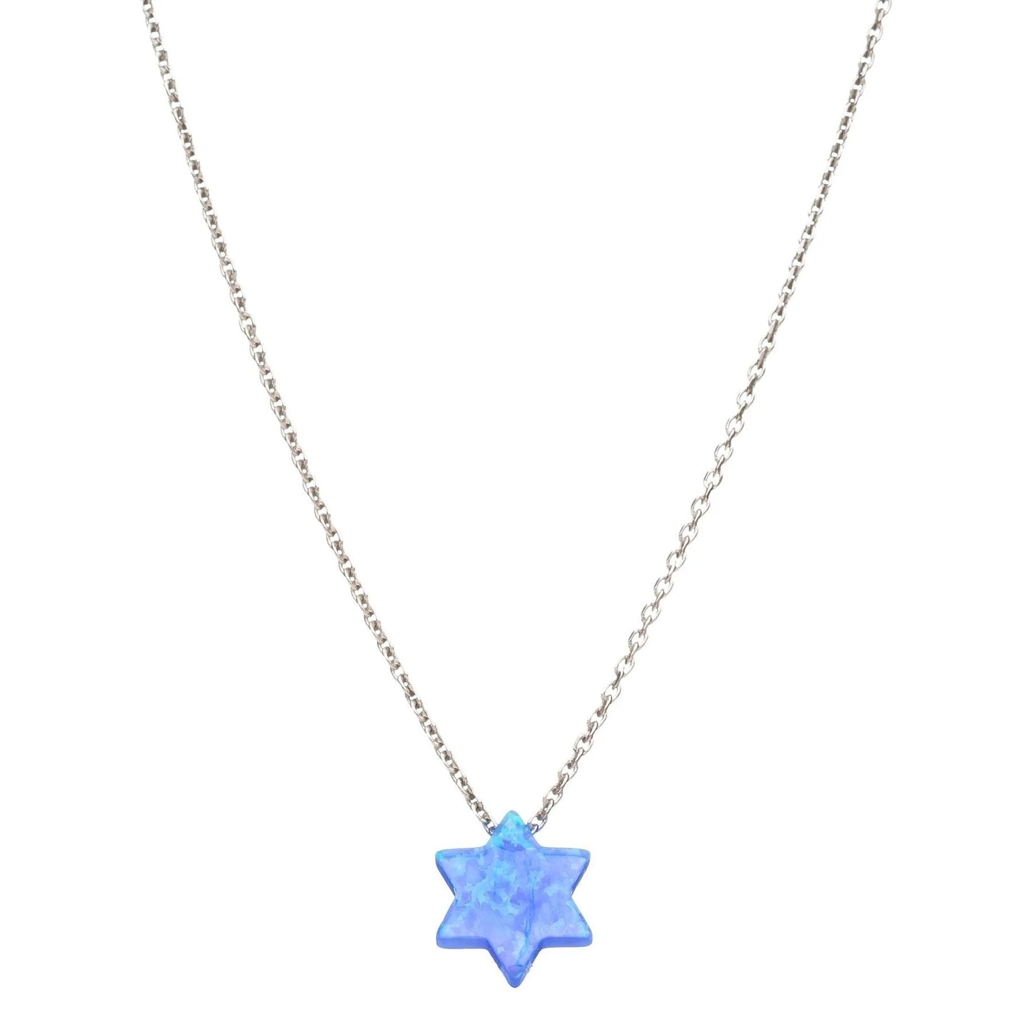 Blue Opal Star of David Necklace