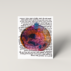 Pomegranate Home Blessing art print with colorful watercolor pomegranate over handwritten Hebrew text