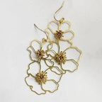 Brass Poppy Flower Dangle Earrings by Sara Sela