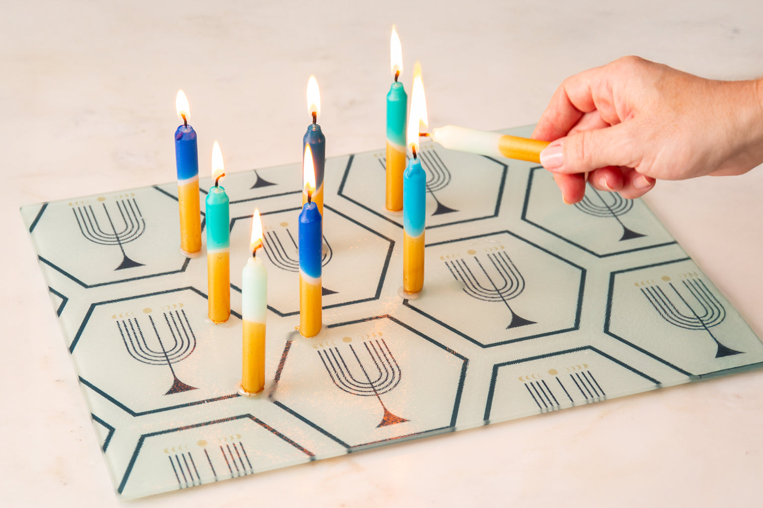 Luna Menorah Glass Platter – XL Drip Tray & Latke Board