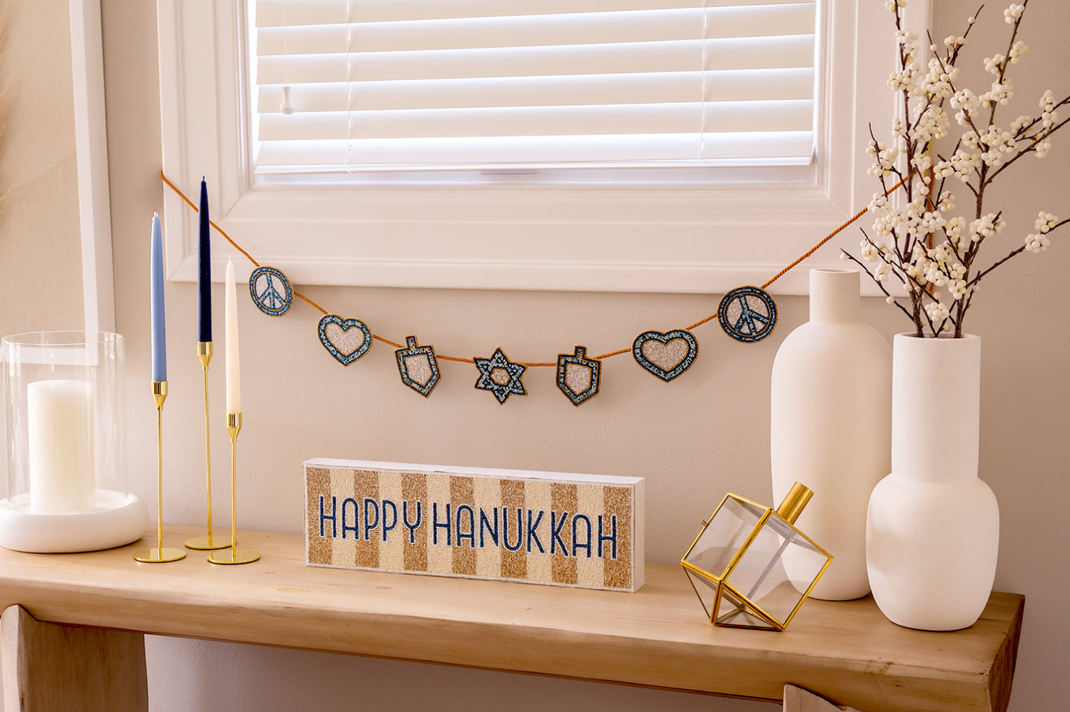 Peace, Love & Dreidel Beaded Garland