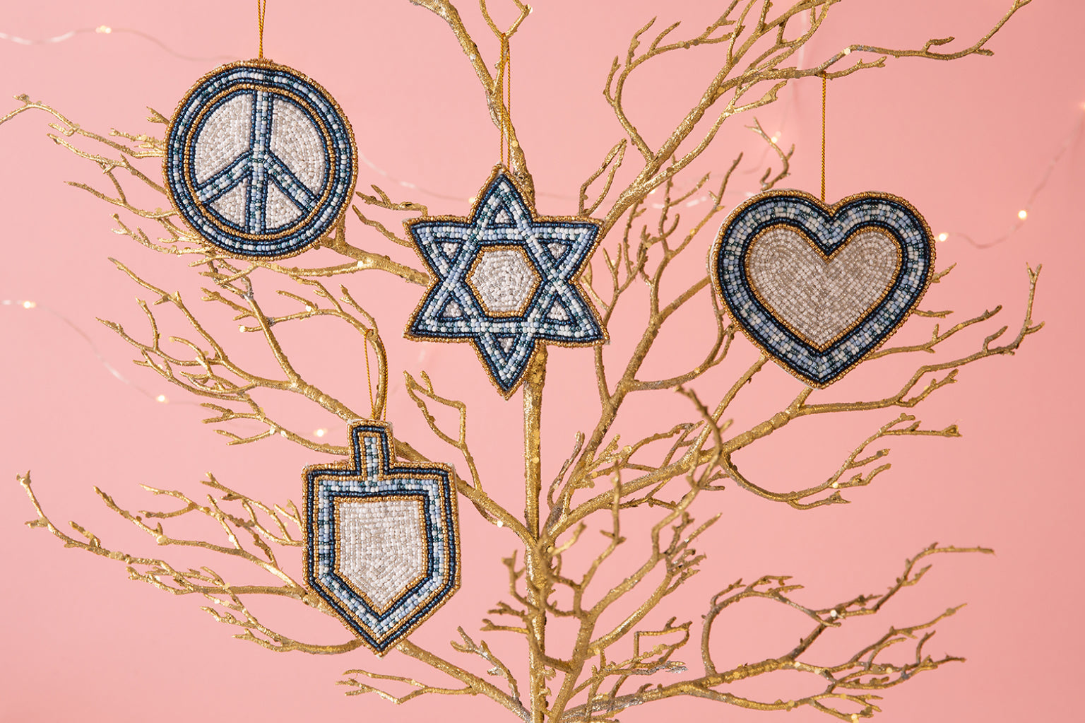 Peace, Love & Dreidel Beaded Ornament Set