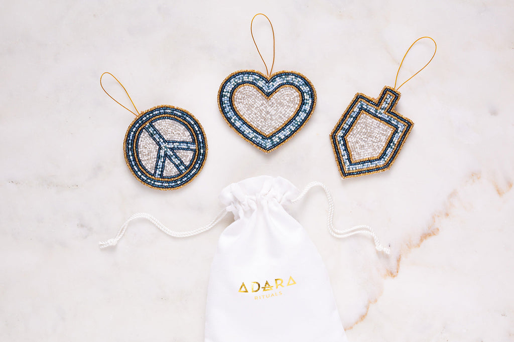 Peace, Love & Dreidel Beaded Ornament Set