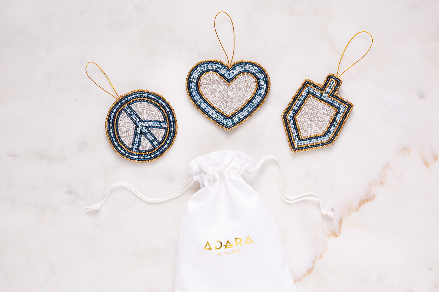 Peace, Love & Dreidel Beaded Ornament Set