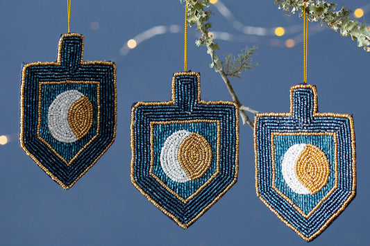 Mystic Moon Phases Dreidel Ornament Set