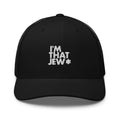 I’m That Jew™ Retro Trucker Hat in black with white embroidered design by Eitan Chitayat