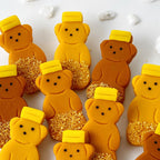 Handcrafted Rosh Hashanah marzipan Honey Bears with golden sugar by Marzipops
