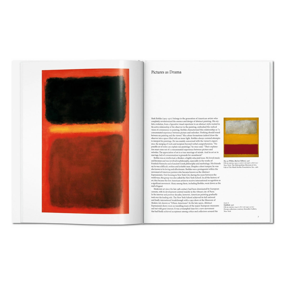 Rothko art book open to a painting by Mark Rothko with accompanying text