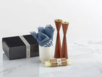 Shabbat Essentials Set with Blue challah cover and Walnut candleholders by Oneg