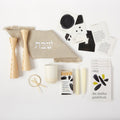 Signature Shabbat Box with Natural Linen challah cover, Ash candlesticks, Kiddush cup, candles and Shabbat guidebook by Oneg