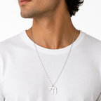 Sterling silver Chai Paperclip Necklace worn by a man