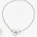 Silver Israel at Heart Bracelet with heart pendant and cutout Star of David