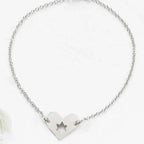 Silver Israel at Heart Bracelet with heart pendant and cutout Star of David