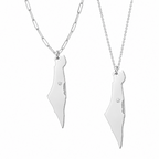 Sterling silver Israel Map Pendant Necklace with classic and paperclip chains