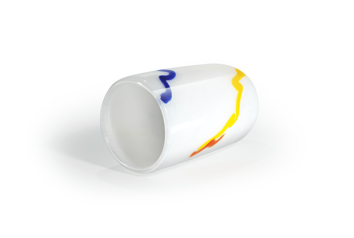Milk and Multi hand-blown Jewish wedding smash glass by Tchotchke