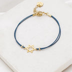 Navy cord Star of David Bracelet with gold-plated charm by Shlomit Ofir