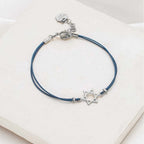 Navy cord Star of David Bracelet with silver-plated charm by Shlomit Ofir