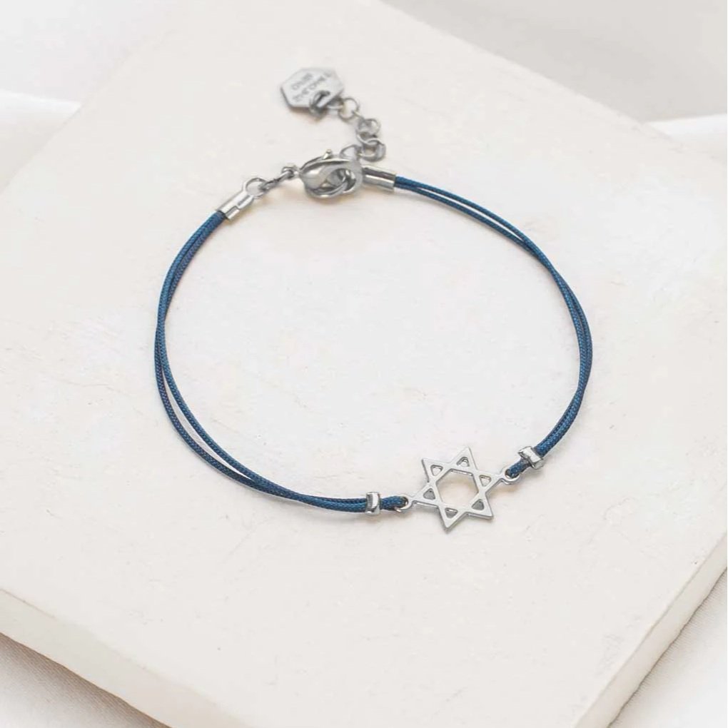 Navy cord Star of David Bracelet with silver-plated charm by Shlomit Ofir