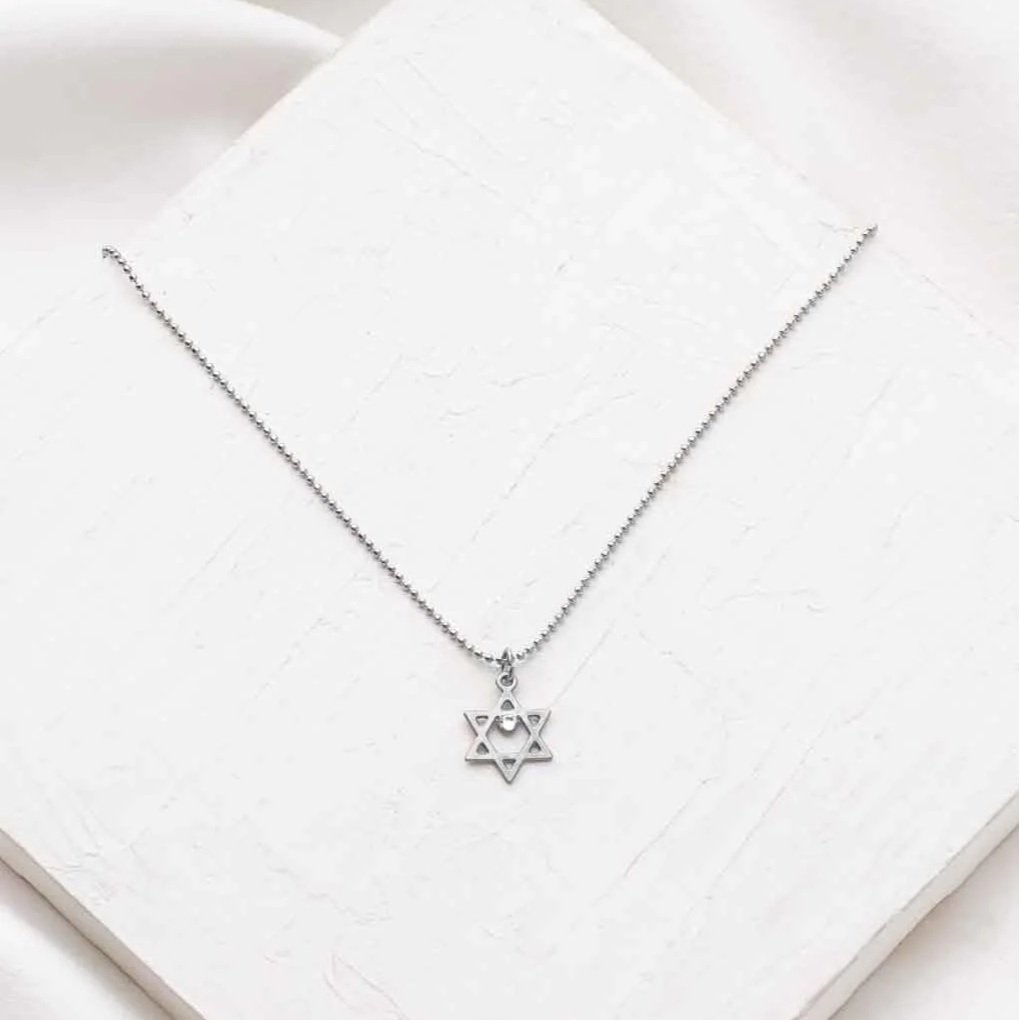 Silver Star of David Necklace with Swarovski crystal by Shlomit Ofir