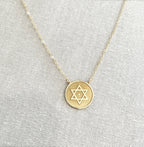 Star of David Coin Necklace with Diamond