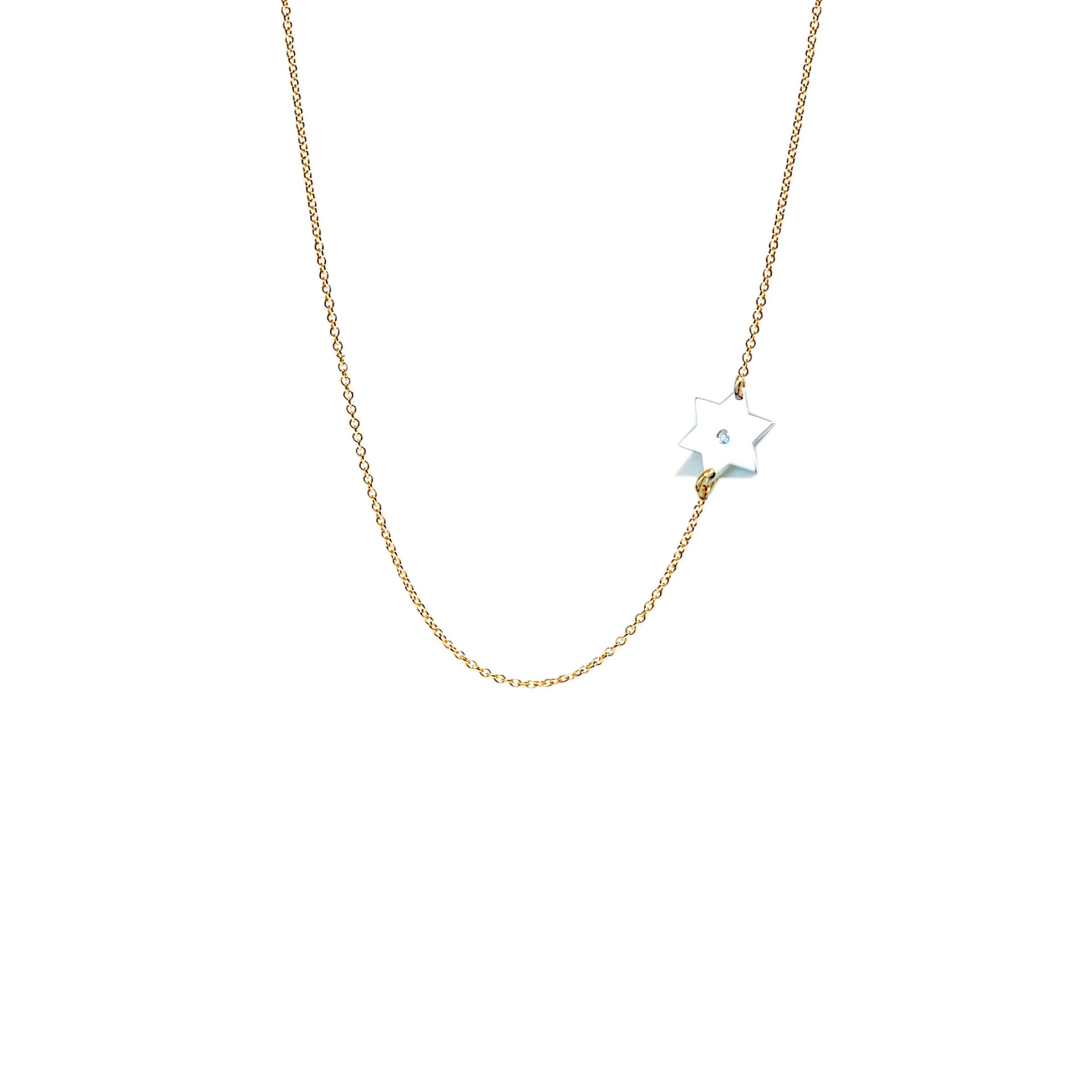 Asymmetrical Tiny Star of David Necklace