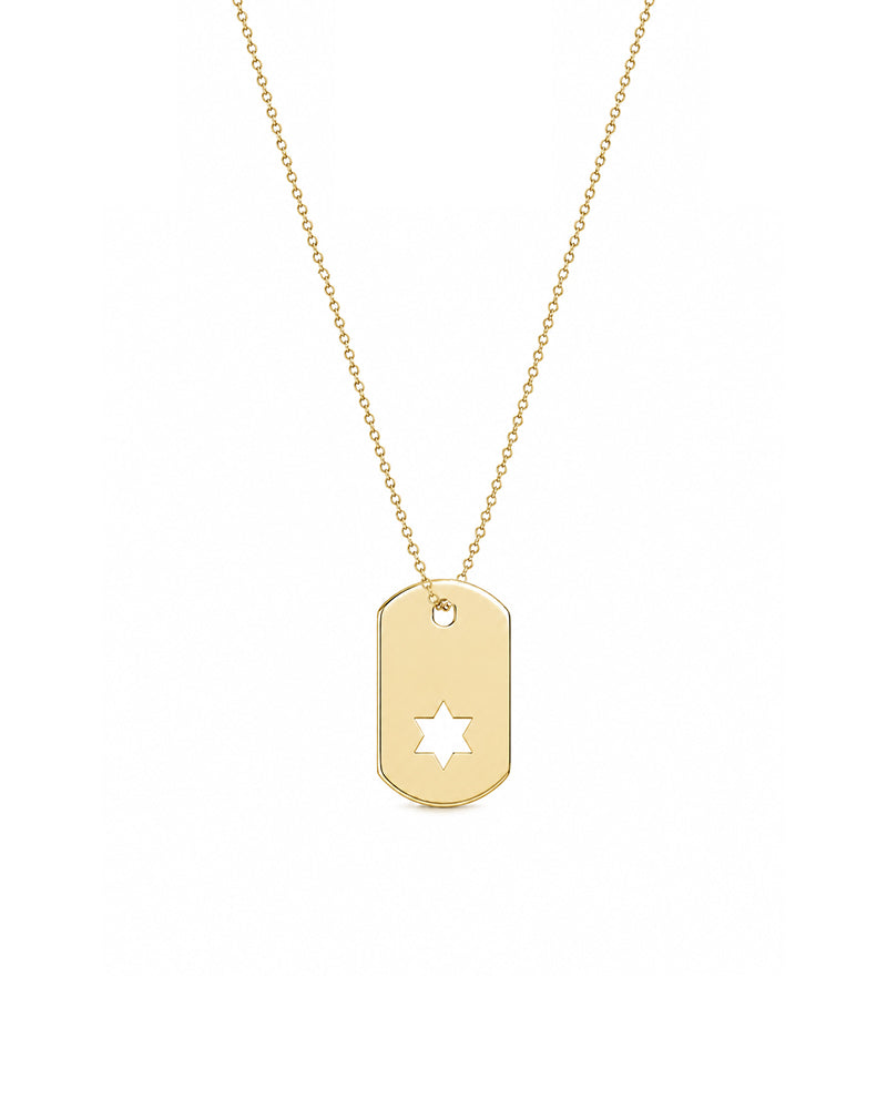 Cutout Star of David Dog Tag Necklace