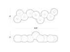 Stoneware Bubble Menorah dimensions shown from top and side