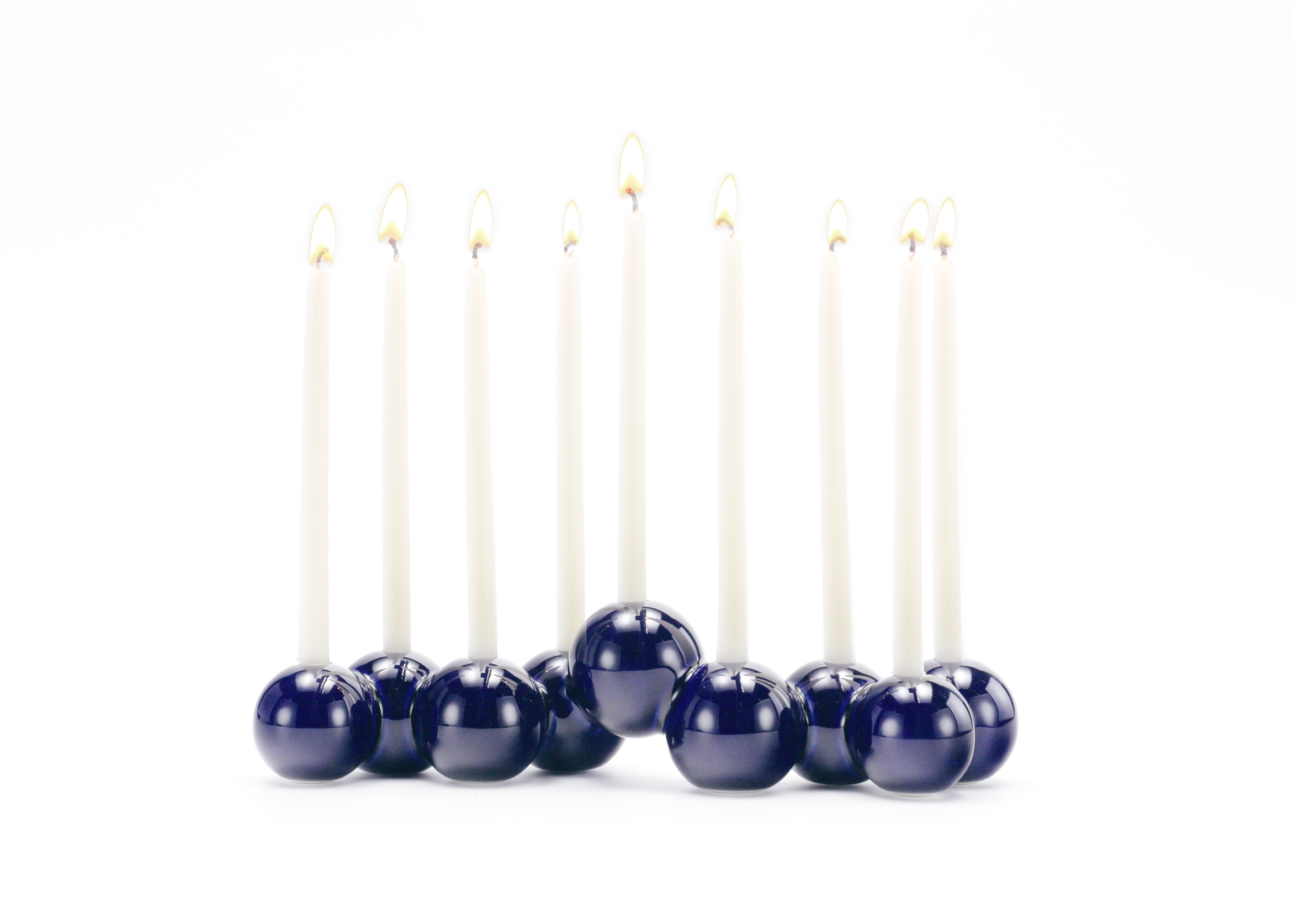 Stoneware Bubble Menorah in Indigo by Tchotchke